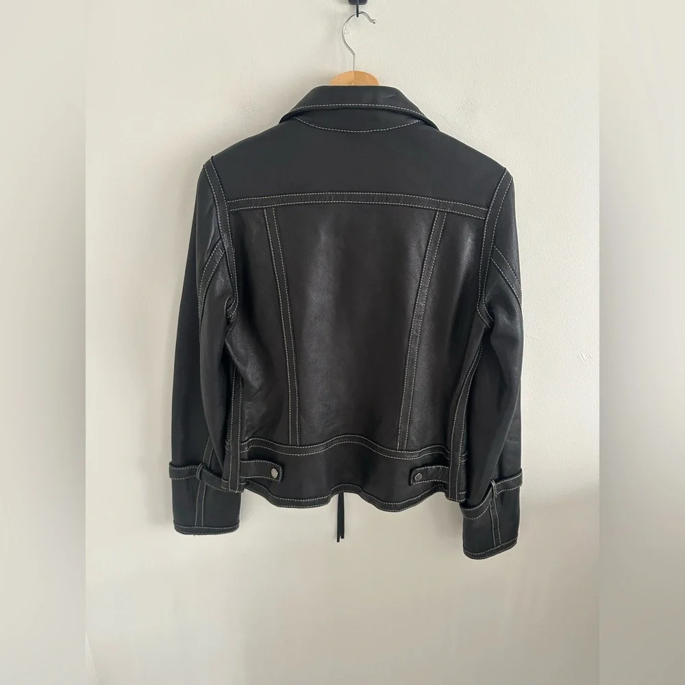 Marc New York‎ Black vintage Leather Moto Jacket Contrast Stitching size small - Picture 11 of 11